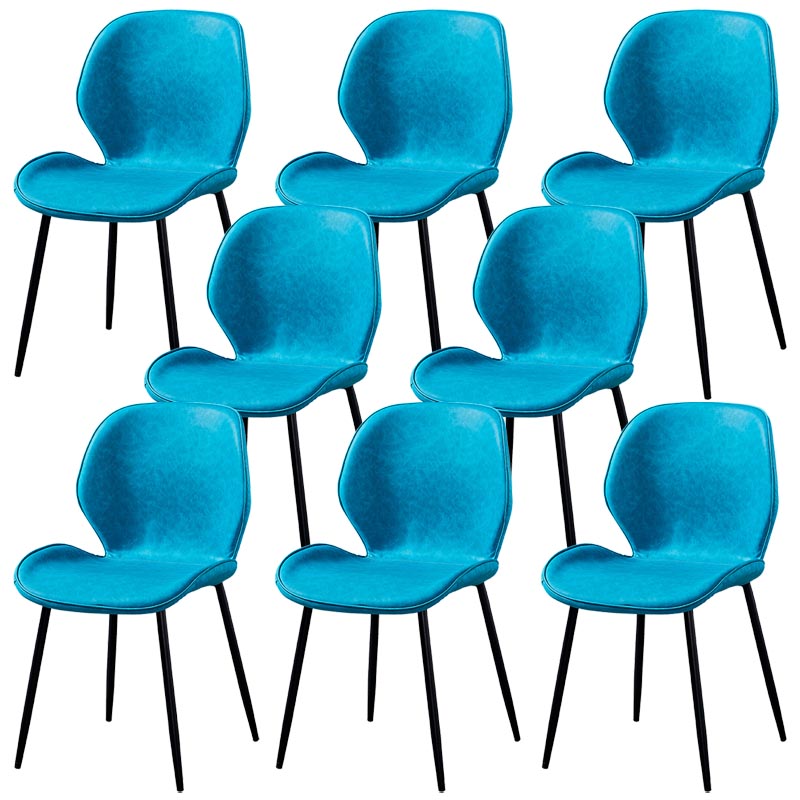 Contemporary Style Chairs Armless Dining Chairs with Metal Legs for Kitchen Dark Blue 8 Piece Set Clearhalo 'Dining Chairs' 'Dining Tables & Seating' 'dining_chair' 'furn' 'furn_dining_chair' 'Furniture' 'Kitchen & Dining Furniture' 5458913