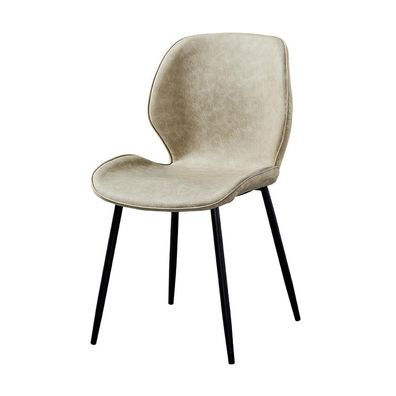 Contemporary Style Chairs Armless Dining Chairs with Metal Legs for Kitchen Off-White 1 Piece Clearhalo 'Dining Chairs' 'Dining Tables & Seating' 'dining_chair' 'furn' 'furn_dining_chair' 'Furniture' 'Kitchen & Dining Furniture' 5458914