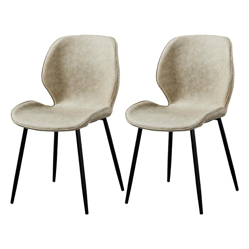 Contemporary Style Chairs Armless Dining Chairs with Metal Legs for Kitchen Off-White 2 Piece Set Clearhalo 'Dining Chairs' 'Dining Tables & Seating' 'dining_chair' 'furn' 'furn_dining_chair' 'Furniture' 'Kitchen & Dining Furniture' 5458915
