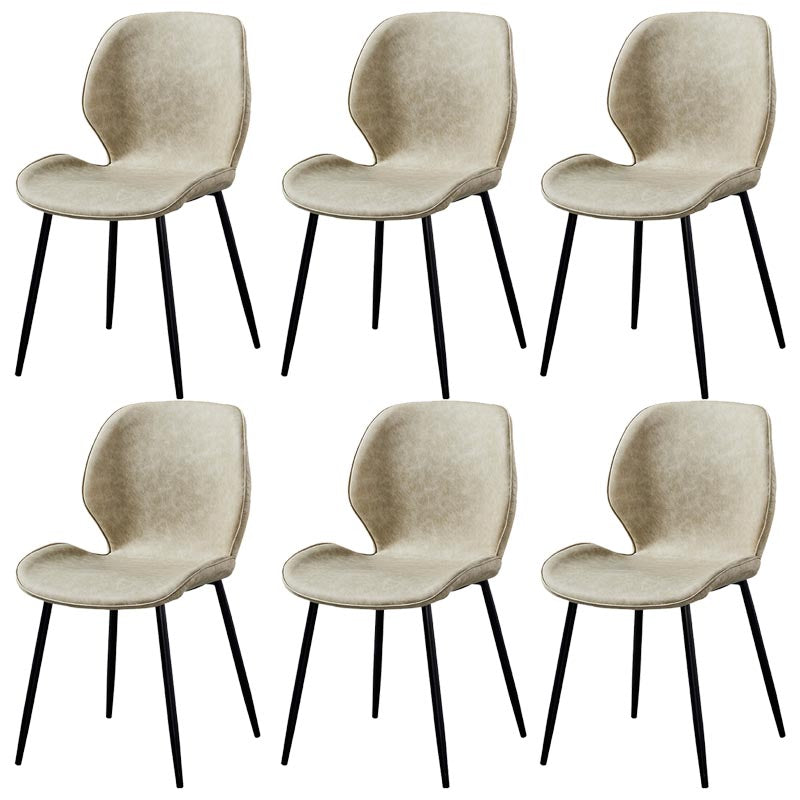 Contemporary Style Chairs Armless Dining Chairs with Metal Legs for Kitchen Off-White 6 Piece Set Clearhalo 'Dining Chairs' 'Dining Tables & Seating' 'dining_chair' 'furn' 'furn_dining_chair' 'Furniture' 'Kitchen & Dining Furniture' 5458917