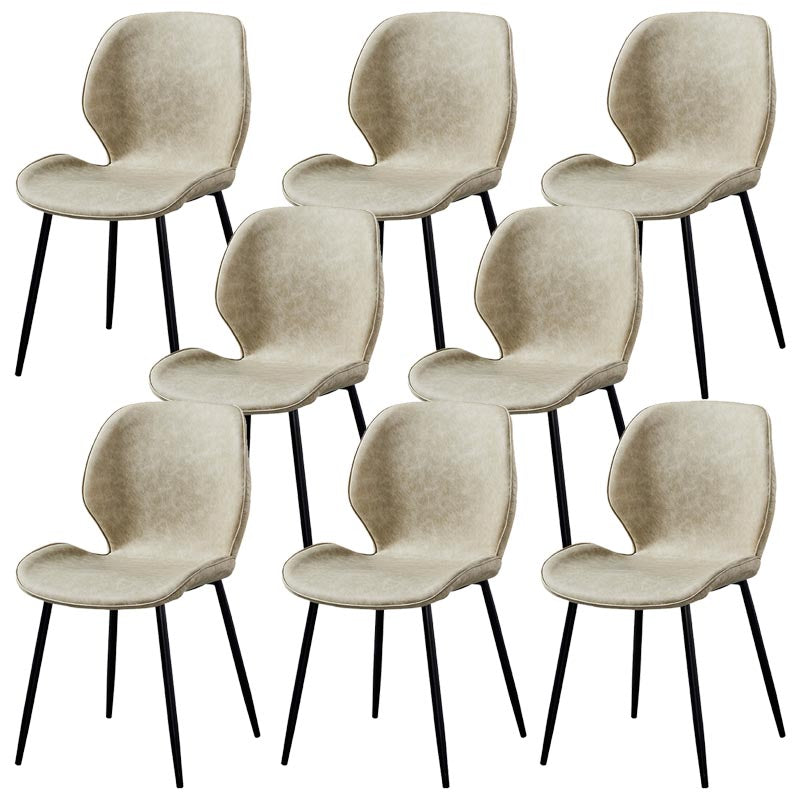 Contemporary Style Chairs Armless Dining Chairs with Metal Legs for Kitchen Off-White 8 Piece Set Clearhalo 'Dining Chairs' 'Dining Tables & Seating' 'dining_chair' 'furn' 'furn_dining_chair' 'Furniture' 'Kitchen & Dining Furniture' 5458918