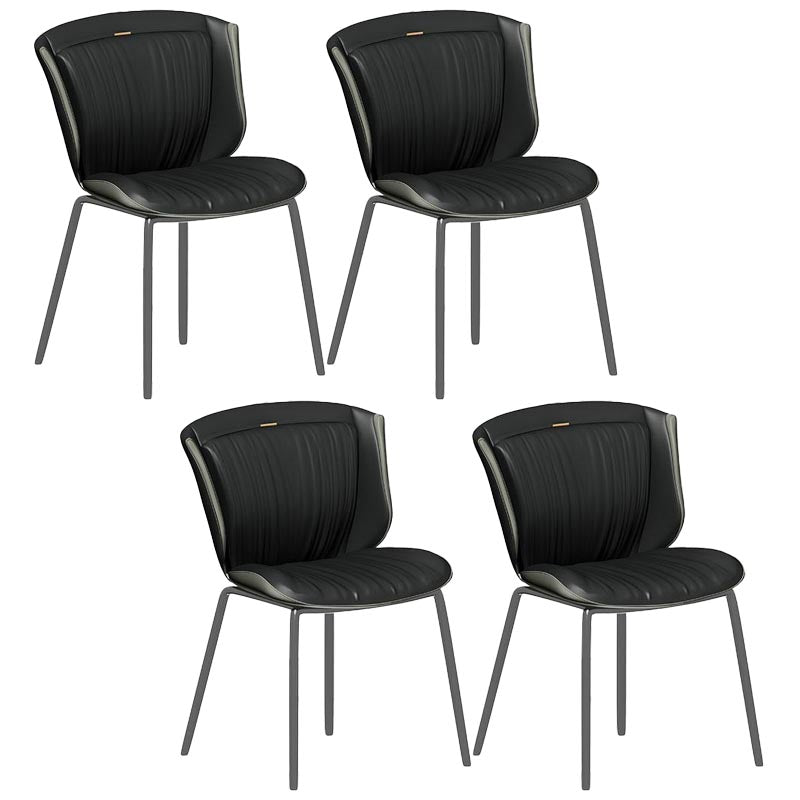 Moderne faux lederen eetkamerstoel vleugelback zijstoel in matte afwerking