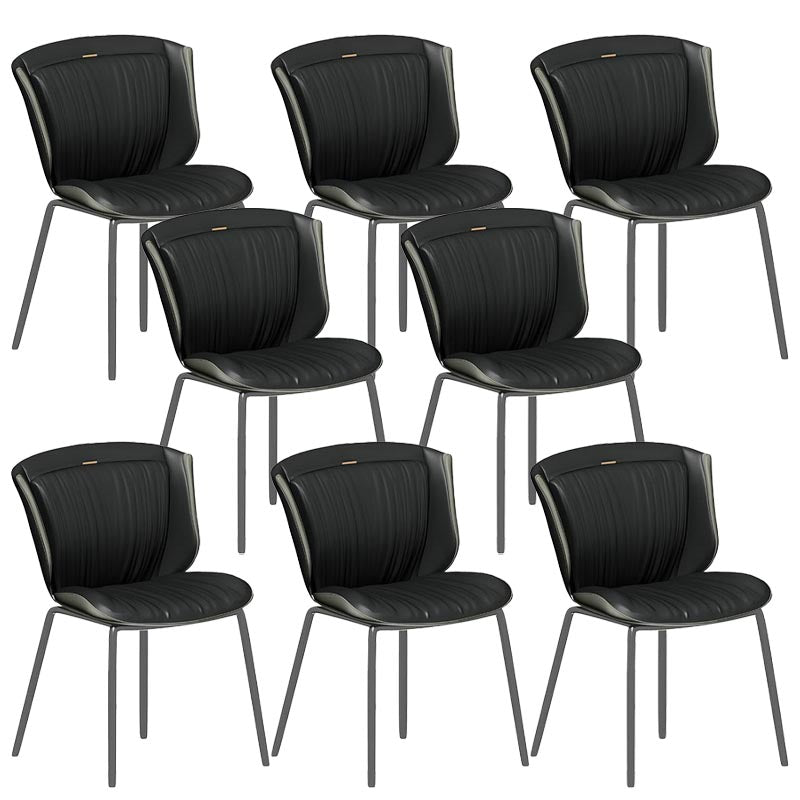 Moderne faux lederen eetkamerstoel vleugelback zijstoel in matte afwerking