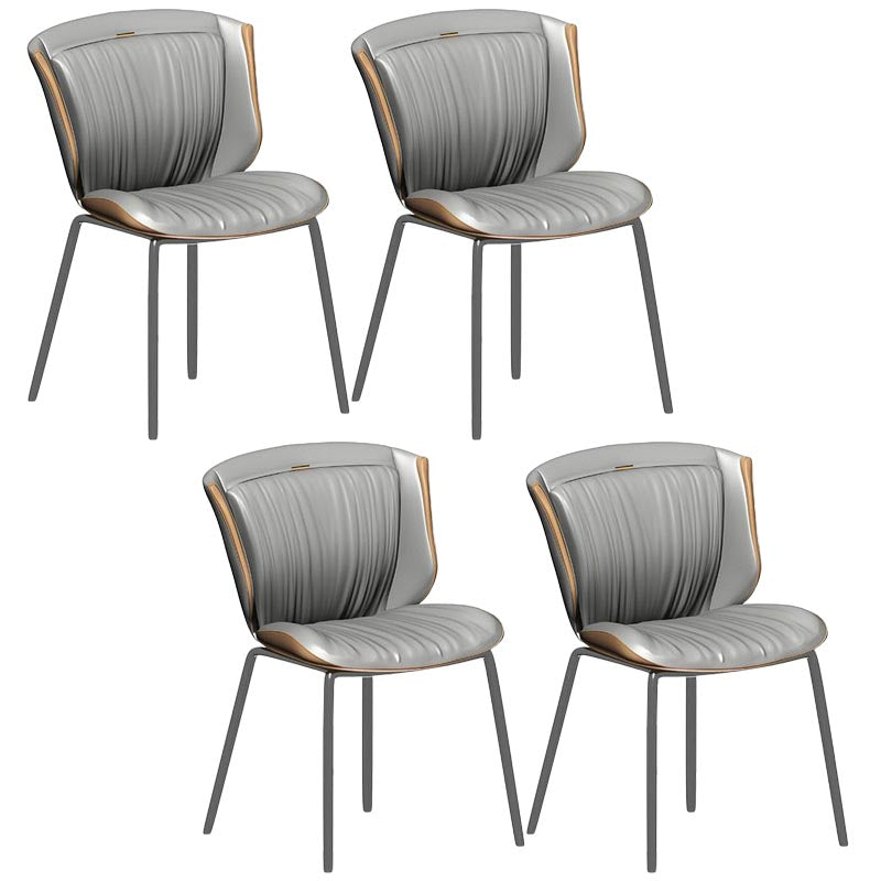 Moderne faux lederen eetkamerstoel vleugelback zijstoel in matte afwerking