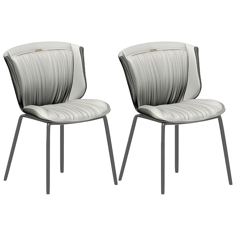 Moderne faux lederen eetkamerstoel vleugelback zijstoel in matte afwerking