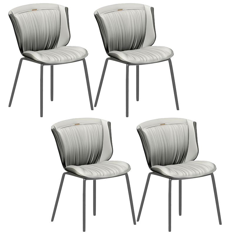 Moderne faux lederen eetkamerstoel vleugelback zijstoel in matte afwerking