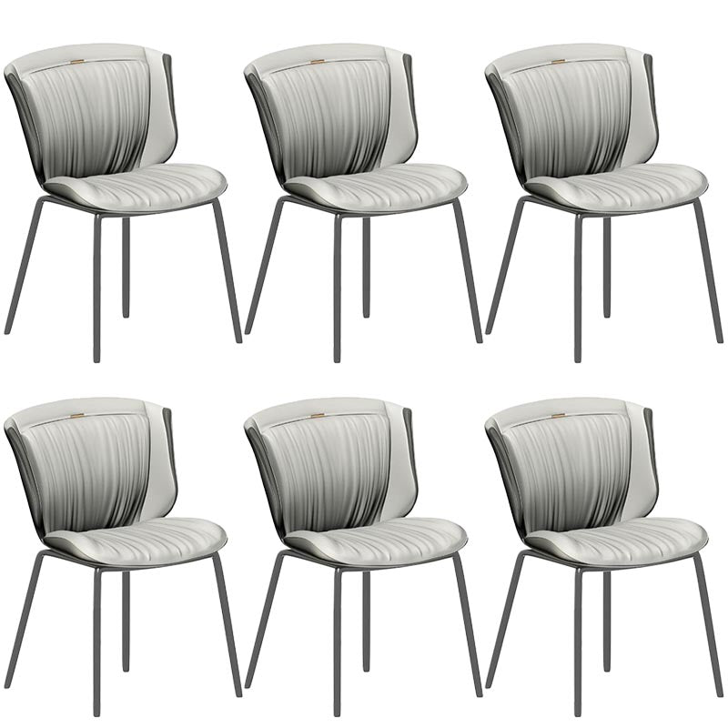 Moderne faux lederen eetkamerstoel vleugelback zijstoel in matte afwerking