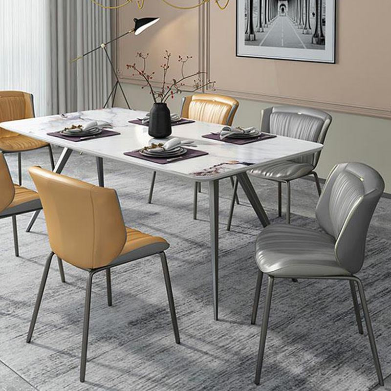 Moderne faux lederen eetkamerstoel vleugelback zijstoel in matte afwerking