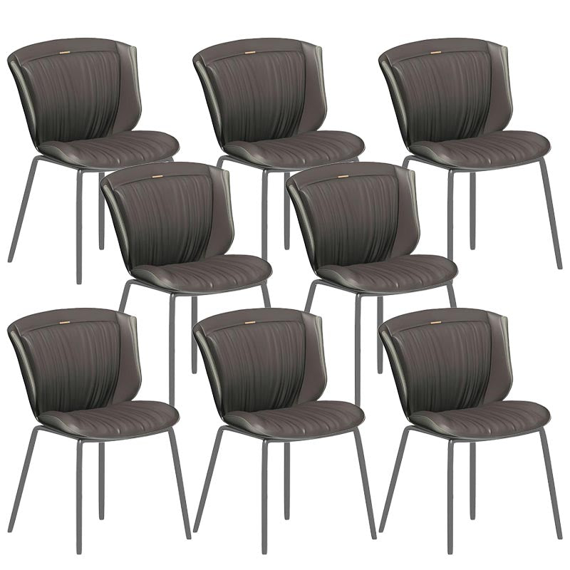 Moderne faux lederen eetkamerstoel vleugelback zijstoel in matte afwerking