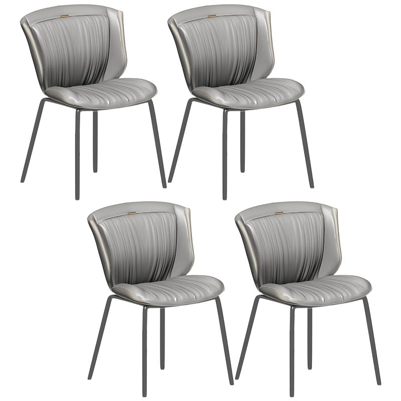 Moderne faux lederen eetkamerstoel vleugelback zijstoel in matte afwerking