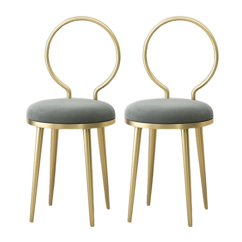Glam Velvet Dining Chair Open Back Dining Side Furniture with Gold Legs in Matte Finish Grey 2 Piece Set Clearhalo 'Dining Chairs' 'Dining Tables & Seating' 'dining_chair' 'furn' 'furn_dining_chair' 'Furniture' 'Kitchen & Dining Furniture' 5459108