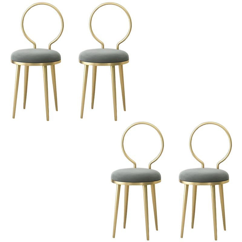 Glam Velvet Dining Chair Open Back Dining Side Furniture with Gold Legs in Matte Finish Grey 4 Piece Set Clearhalo 'Dining Chairs' 'Dining Tables & Seating' 'dining_chair' 'furn' 'furn_dining_chair' 'Furniture' 'Kitchen & Dining Furniture' 5459109