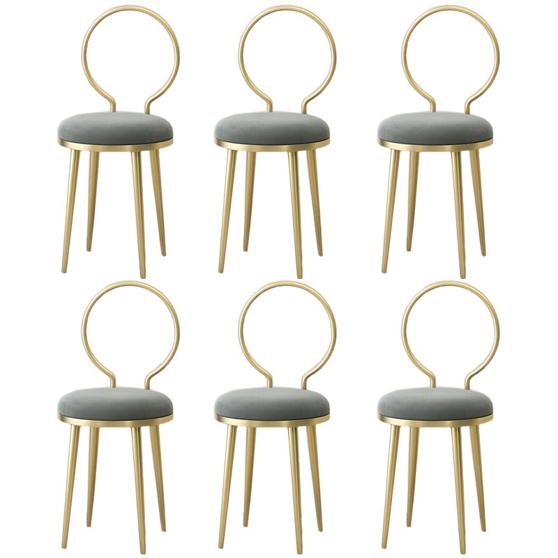 Glam Velvet Dining Chair Open Back Dining Side Furniture with Gold Legs in Matte Finish Grey 6 Piece Set Clearhalo 'Dining Chairs' 'Dining Tables & Seating' 'dining_chair' 'furn' 'furn_dining_chair' 'Furniture' 'Kitchen & Dining Furniture' 5459112