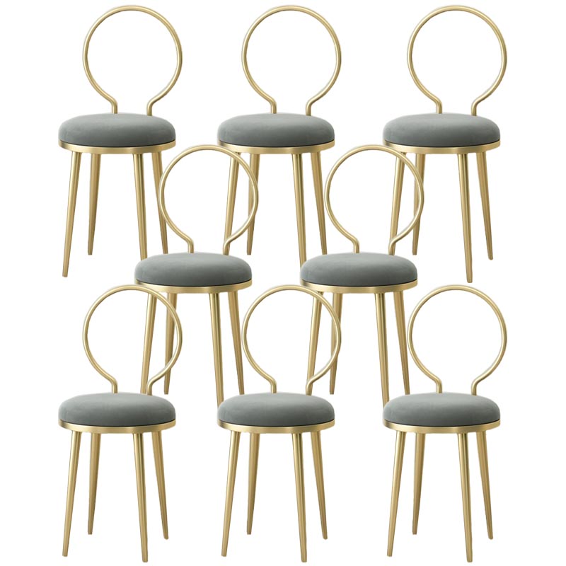 Glam Velvet Dining Chair Open Back Dining Side Furniture with Gold Legs in Matte Finish Grey 8 Piece Set Clearhalo 'Dining Chairs' 'Dining Tables & Seating' 'dining_chair' 'furn' 'furn_dining_chair' 'Furniture' 'Kitchen & Dining Furniture' 5459114