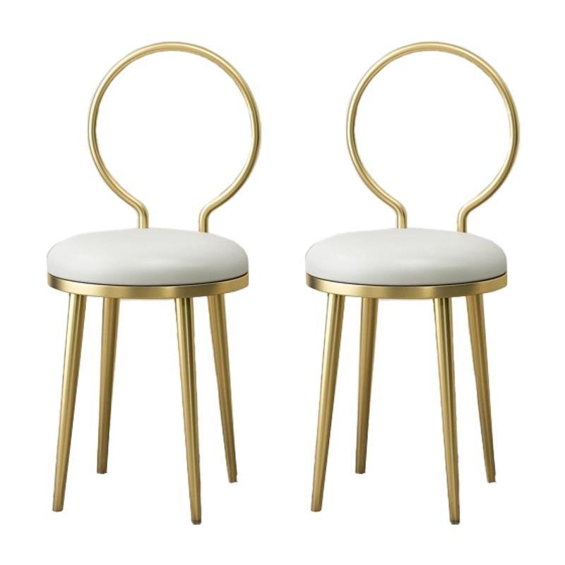 Glam Velvet Dining Chair Open Back Dining Side Furniture with Gold Legs in Matte Finish White 2 Piece Set Clearhalo 'Dining Chairs' 'Dining Tables & Seating' 'dining_chair' 'furn' 'furn_dining_chair' 'Furniture' 'Kitchen & Dining Furniture' 5459115