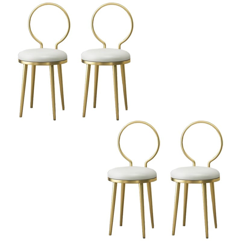 Glam Velvet Dining Chair Open Back Dining Side Furniture with Gold Legs in Matte Finish White 4 Piece Set Clearhalo 'Dining Chairs' 'Dining Tables & Seating' 'dining_chair' 'furn' 'furn_dining_chair' 'Furniture' 'Kitchen & Dining Furniture' 5459118