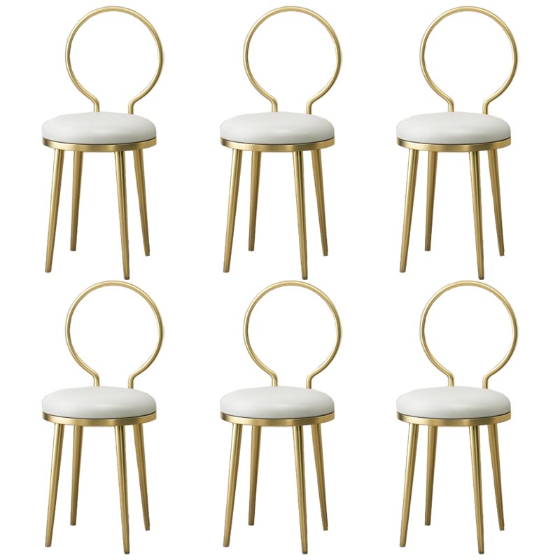 Glam Velvet Dining Chair Open Back Dining Side Furniture with Gold Legs in Matte Finish White 6 Piece Set Clearhalo 'Dining Chairs' 'Dining Tables & Seating' 'dining_chair' 'furn' 'furn_dining_chair' 'Furniture' 'Kitchen & Dining Furniture' 5459120