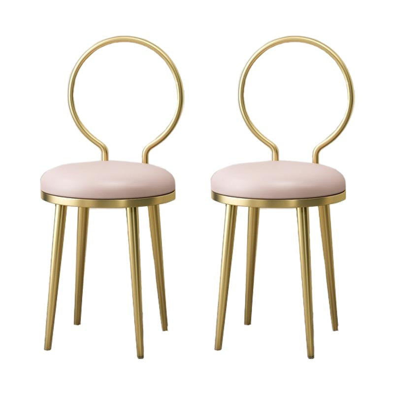 Glam Velvet Dining Chair Open Back Dining Side Furniture with Gold Legs in Matte Finish Pink 2 Piece Set Clearhalo 'Dining Chairs' 'Dining Tables & Seating' 'dining_chair' 'furn' 'furn_dining_chair' 'Furniture' 'Kitchen & Dining Furniture' 5459124