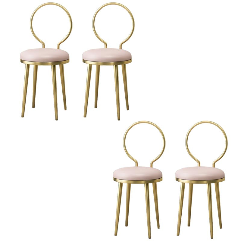Glam Velvet Dining Chair Open Back Dining Side Furniture with Gold Legs in Matte Finish Pink 4 Piece Set Clearhalo 'Dining Chairs' 'Dining Tables & Seating' 'dining_chair' 'furn' 'furn_dining_chair' 'Furniture' 'Kitchen & Dining Furniture' 5459126