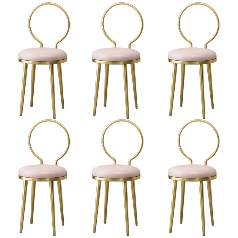 Glam Velvet Dining Chair Open Back Dining Side Furniture with Gold Legs in Matte Finish Pink 6 Piece Set Clearhalo 'Dining Chairs' 'Dining Tables & Seating' 'dining_chair' 'furn' 'furn_dining_chair' 'Furniture' 'Kitchen & Dining Furniture' 5459127