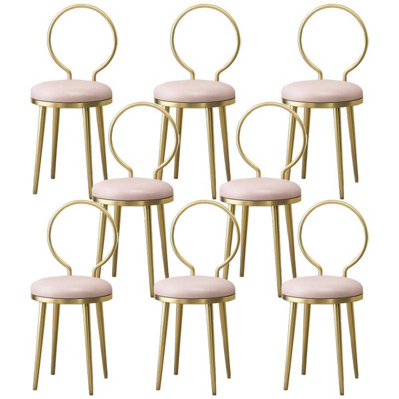 Glam Velvet Dining Chair Open Back Dining Side Furniture with Gold Legs in Matte Finish Pink 8 Piece Set Clearhalo 'Dining Chairs' 'Dining Tables & Seating' 'dining_chair' 'furn' 'furn_dining_chair' 'Furniture' 'Kitchen & Dining Furniture' 5459130