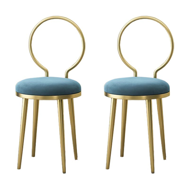 Glam Velvet Dining Chair Open Back Dining Side Furniture with Gold Legs in Matte Finish Blue 2 Piece Set Clearhalo 'Dining Chairs' 'Dining Tables & Seating' 'dining_chair' 'furn' 'furn_dining_chair' 'Furniture' 'Kitchen & Dining Furniture' 5459132