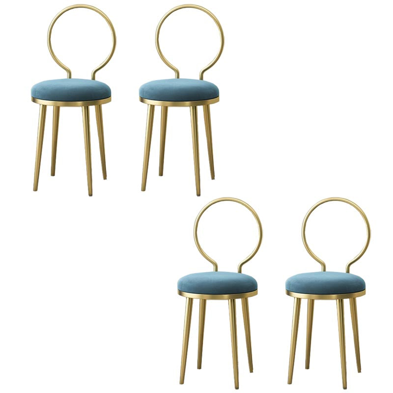 Glam Velvet Dining Chair Open Back Dining Side Furniture with Gold Legs in Matte Finish Blue 4 Piece Set Clearhalo 'Dining Chairs' 'Dining Tables & Seating' 'dining_chair' 'furn' 'furn_dining_chair' 'Furniture' 'Kitchen & Dining Furniture' 5459134