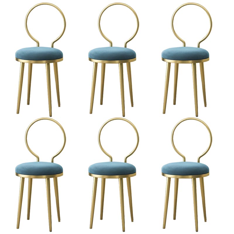 Glam Velvet Dining Chair Open Back Dining Side Furniture with Gold Legs in Matte Finish Blue 6 Piece Set Clearhalo 'Dining Chairs' 'Dining Tables & Seating' 'dining_chair' 'furn' 'furn_dining_chair' 'Furniture' 'Kitchen & Dining Furniture' 5459136