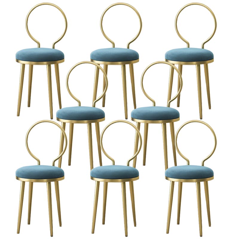 Glam Velvet Dining Chair Open Back Dining Side Furniture with Gold Legs in Matte Finish Blue 8 Piece Set Clearhalo 'Dining Chairs' 'Dining Tables & Seating' 'dining_chair' 'furn' 'furn_dining_chair' 'Furniture' 'Kitchen & Dining Furniture' 5459137