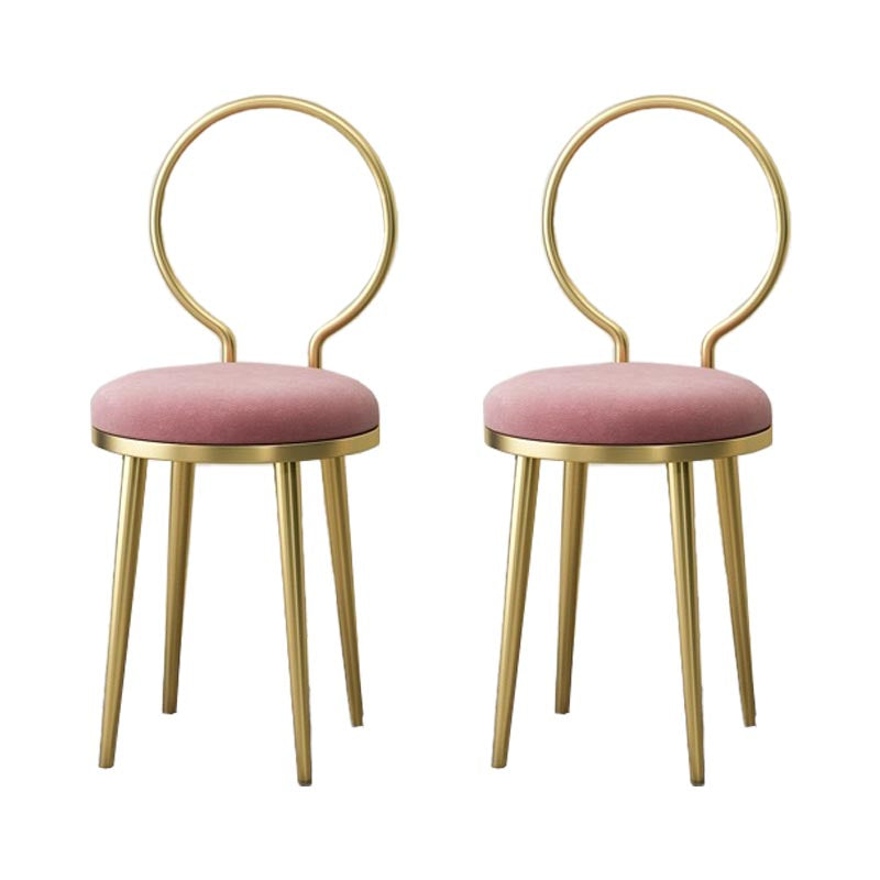 Glam Velvet Dining Chair Open Back Dining Side Furniture with Gold Legs in Matte Finish Nude Pink 2 Piece Set Clearhalo 'Dining Chairs' 'Dining Tables & Seating' 'dining_chair' 'furn' 'furn_dining_chair' 'Furniture' 'Kitchen & Dining Furniture' 5459142