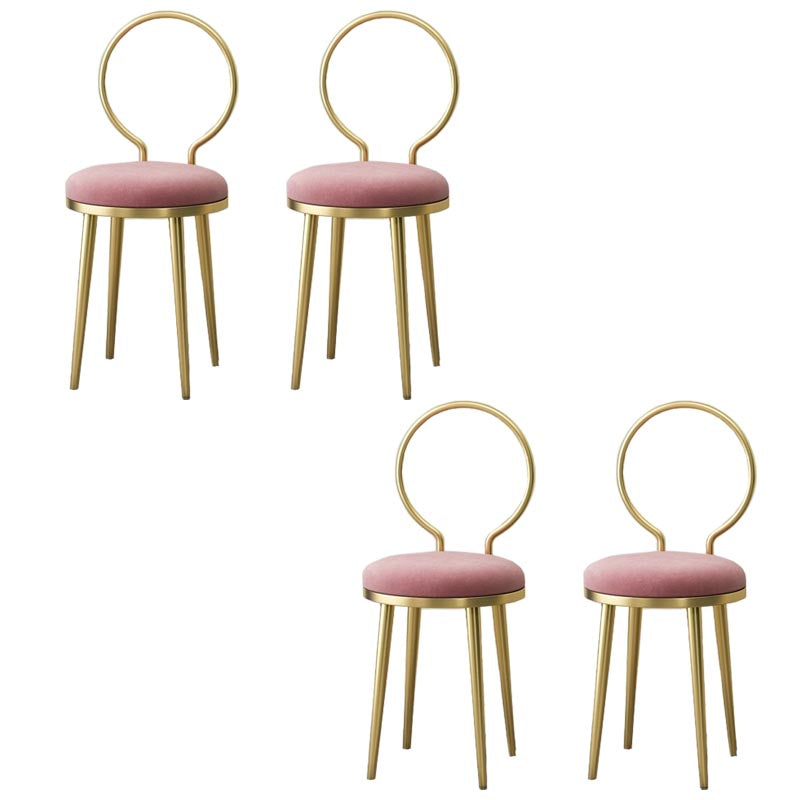 Glam Velvet Dining Chair Open Back Dining Side Furniture with Gold Legs in Matte Finish Nude Pink 4 Piece Set Clearhalo 'Dining Chairs' 'Dining Tables & Seating' 'dining_chair' 'furn' 'furn_dining_chair' 'Furniture' 'Kitchen & Dining Furniture' 5459143