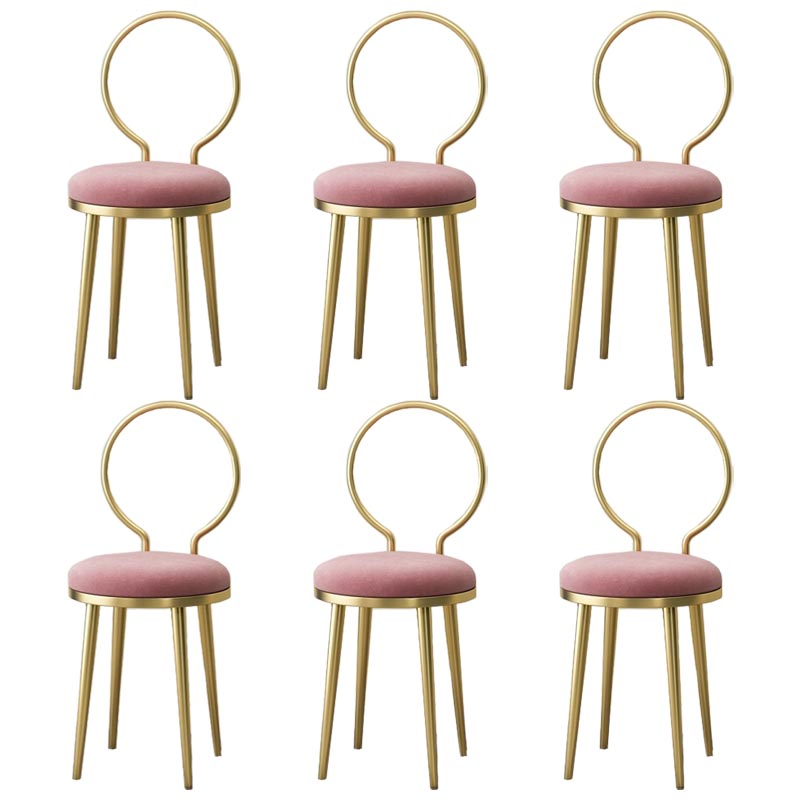 Glam Velvet Dining Chair Open Back Dining Side Furniture with Gold Legs in Matte Finish Nude Pink 6 Piece Set Clearhalo 'Dining Chairs' 'Dining Tables & Seating' 'dining_chair' 'furn' 'furn_dining_chair' 'Furniture' 'Kitchen & Dining Furniture' 5459144