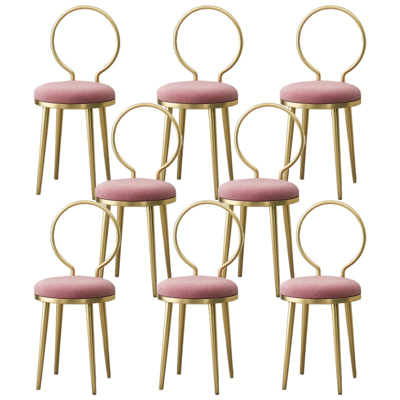Glam Velvet Dining Chair Open Back Dining Side Furniture with Gold Legs in Matte Finish Nude Pink 8 Piece Set Clearhalo 'Dining Chairs' 'Dining Tables & Seating' 'dining_chair' 'furn' 'furn_dining_chair' 'Furniture' 'Kitchen & Dining Furniture' 5459145