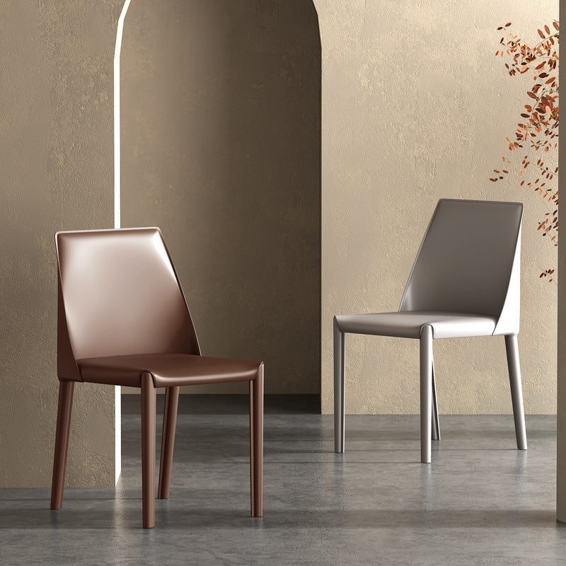 Chaise de salle à manger en cuir de cuisine moderne, chaise Parsons en finition mate pour la maison