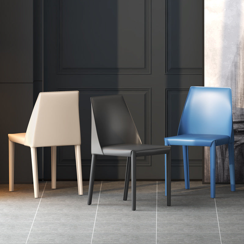 Chaise de salle à manger en cuir de cuisine moderne, chaise Parsons en finition mate pour la maison