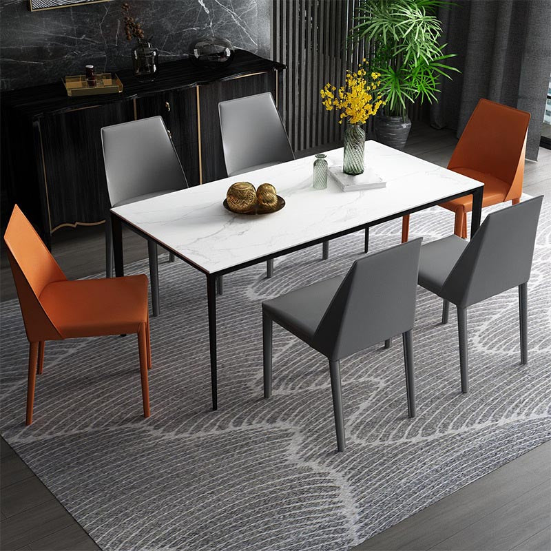 Chaise de salle à manger en cuir de cuisine moderne, chaise Parsons en finition mate pour la maison