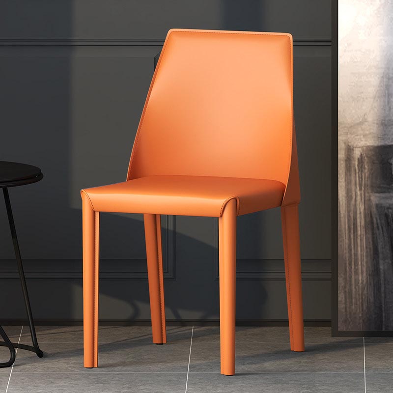 Chaise de salle à manger en cuir de cuisine moderne, chaise Parsons en finition mate pour la maison