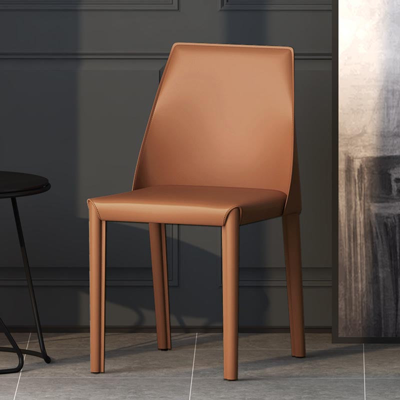 Chaise de salle à manger en cuir de cuisine moderne, chaise Parsons en finition mate pour la maison