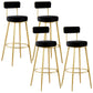 Nordic Glam Style Bar Stool Round Bar Stool with Metal Legs for Home