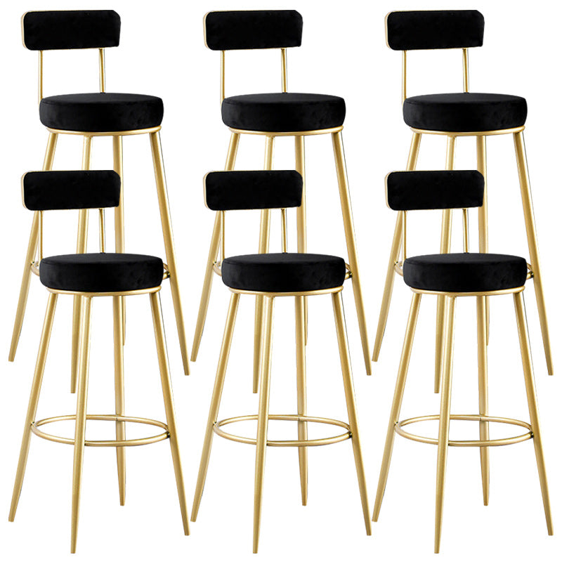Nordic Glam Style Bar Stool Round Bar Stool with Metal Legs for Home