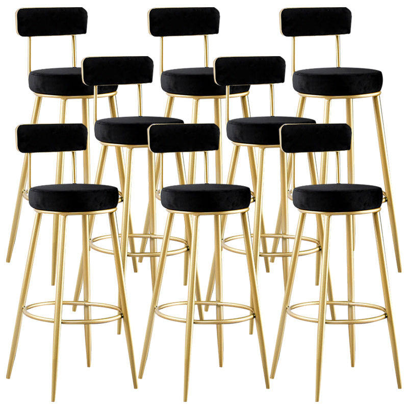 Nordic Glam Style Bar Stool Round Bar Stool with Metal Legs for Home