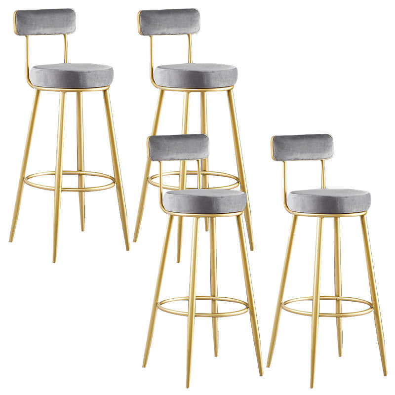 Nordic Glam Style Bar Stool Round Bar Stool with Metal Legs for Home