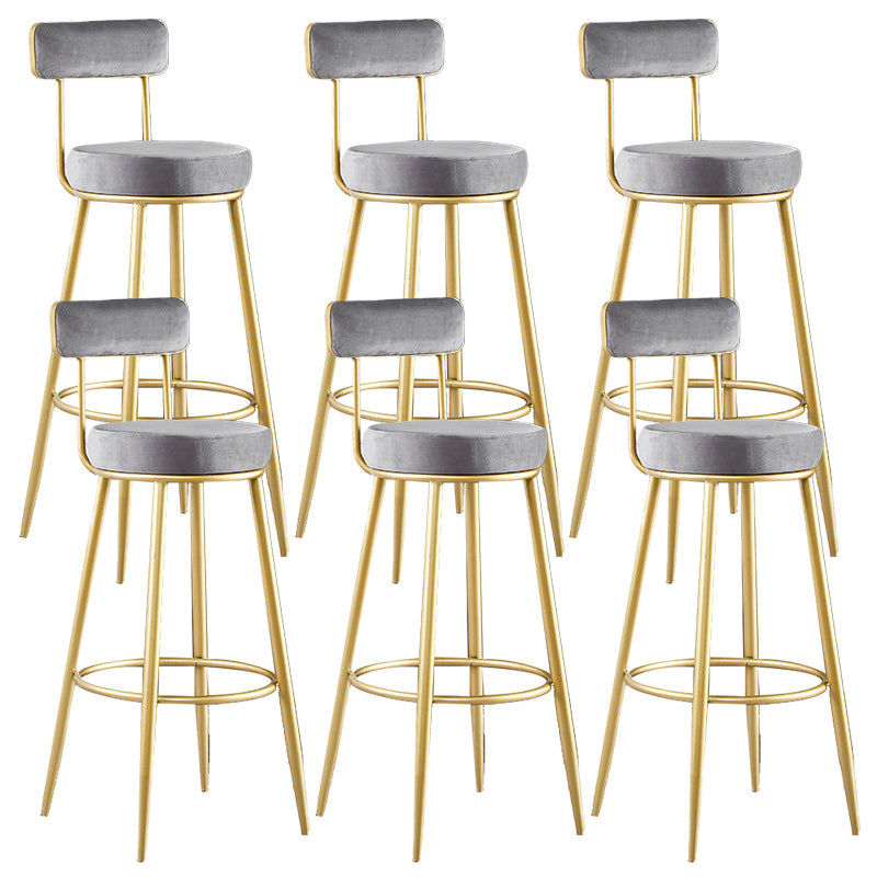 Nordic Glam Style Bar Stool Round Bar Stool with Metal Legs for Home