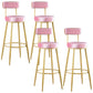 Nordic Glam Style Bar Stool Round Bar Stool with Metal Legs for Home