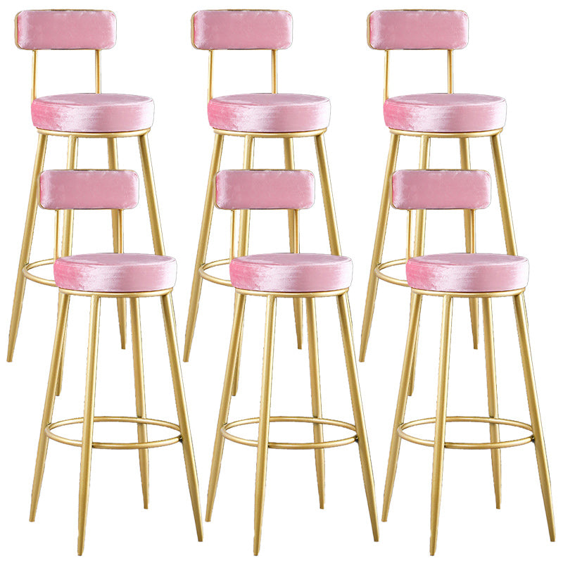 Nordic Glam Style Bar Stool Round Bar Stool with Metal Legs for Home