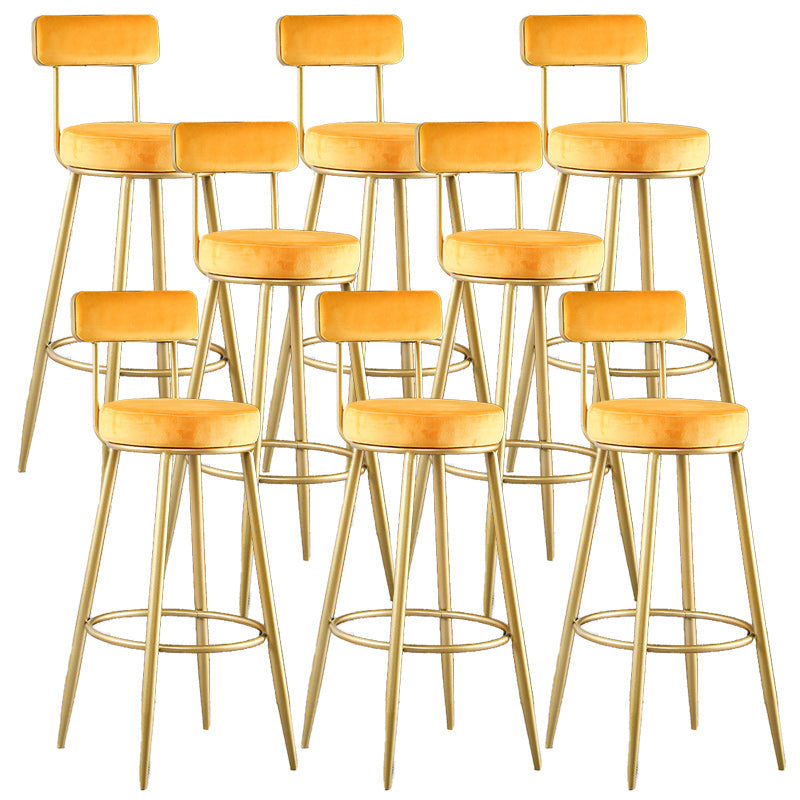 Sgabello da bar rotondo da bar in stile glam nordico con gambe di metallo per casa