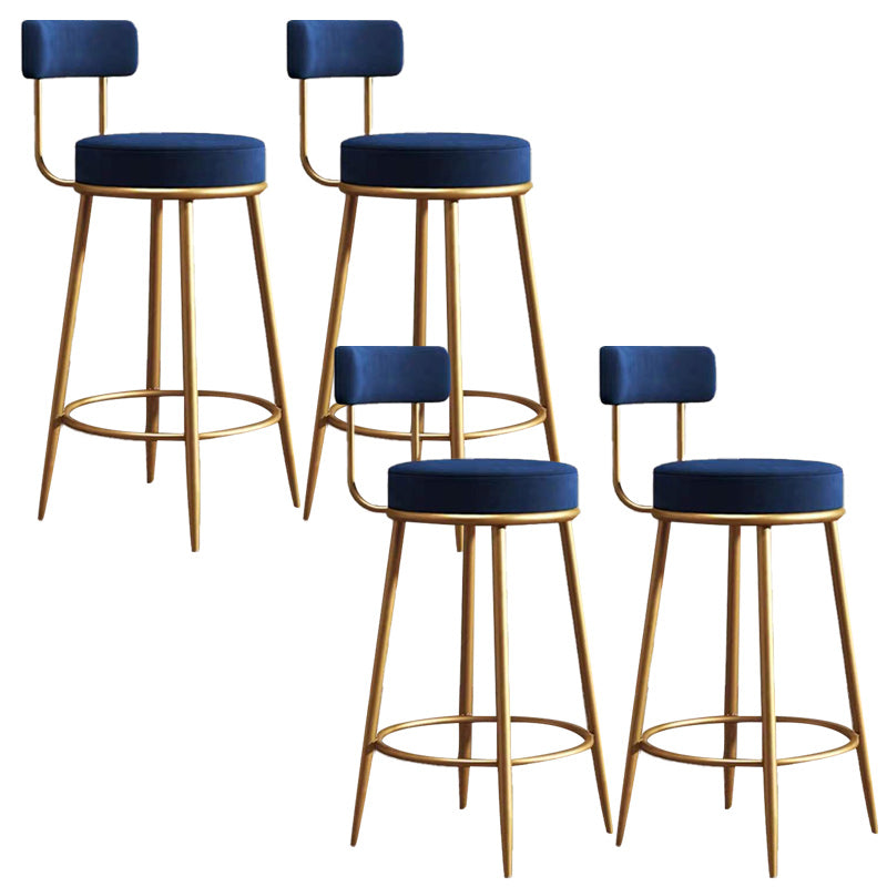 Sgabello da bar rotondo da bar in stile glam nordico con gambe di metallo per casa