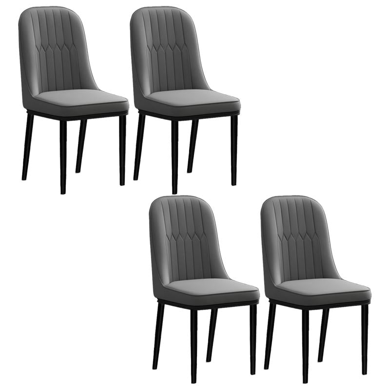 Glam kunstleer eetkamerstoel Parsons stoel met 4 poten in matte afwerking voor thuis