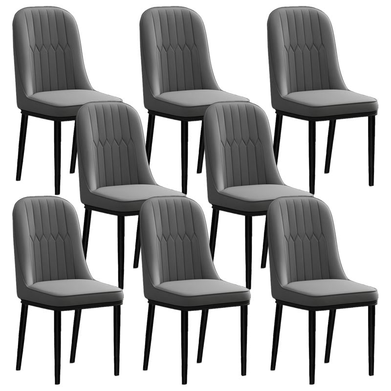 Glam kunstleer eetkamerstoel Parsons stoel met 4 poten in matte afwerking voor thuis