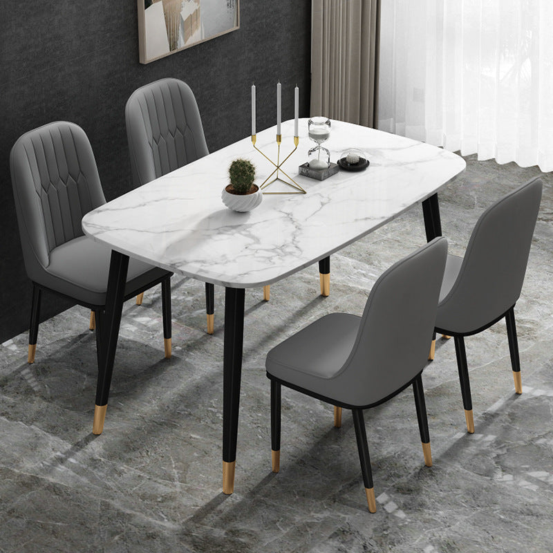 Glam kunstleer eetkamerstoel Parsons stoel met 4 poten in matte afwerking voor thuis